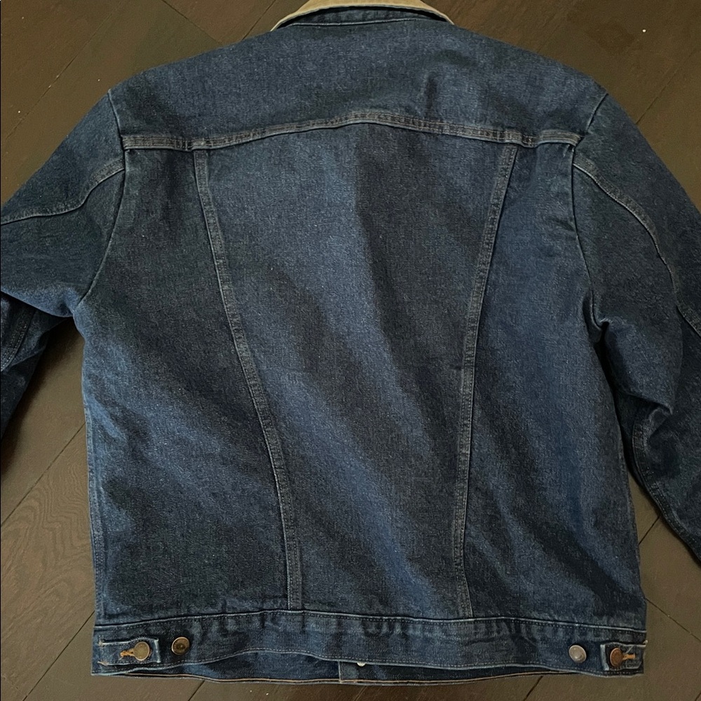 Wrangler Navy Blue Denim Jacket with Tan Corduroy Collar - Picture 6 of 6